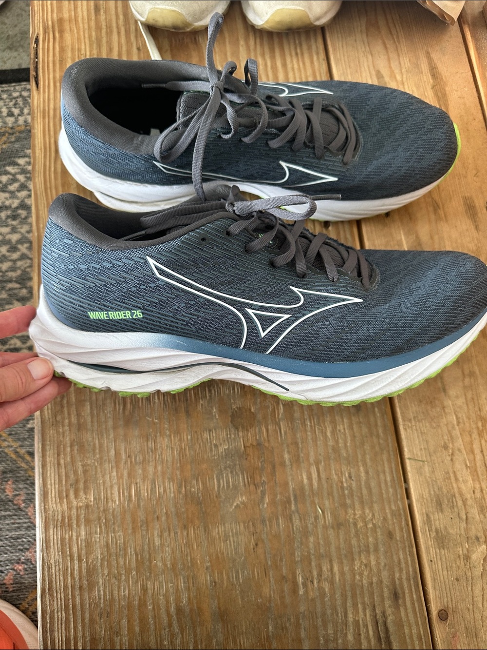 Mizuno Men’s Wave Rider 26 Sneakers - Dark Gray with Lime Accents